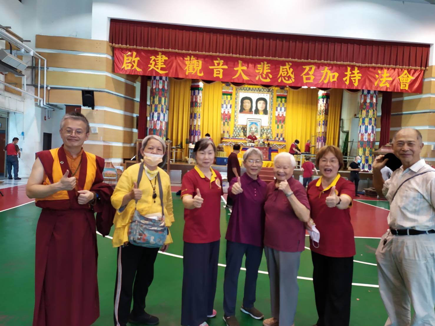 91歲的蔡謝英蘭師姊及家人參加世界佛教正心會於2023年8月6日假彰化田中舉辦的觀音大悲感召加持法會