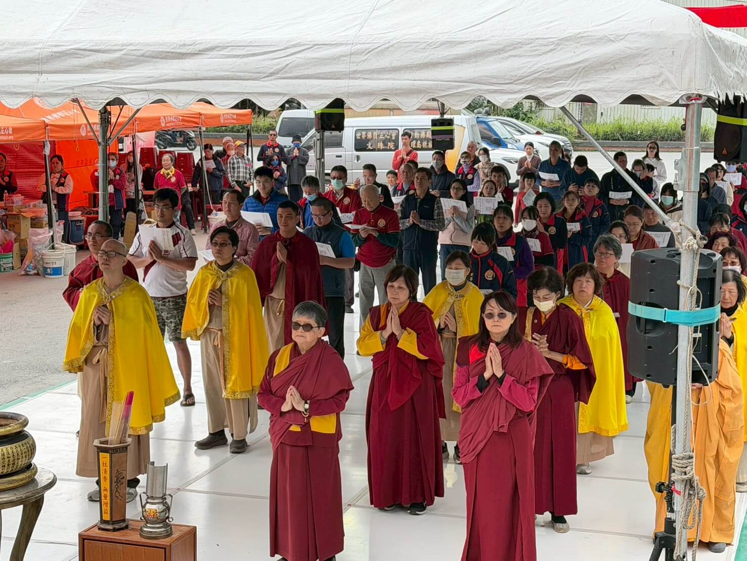 世界佛教正心會於元旦到花蓮光復舉辦百日超薦法會，第三天舉辦戶外觀音大悲感召加持法會