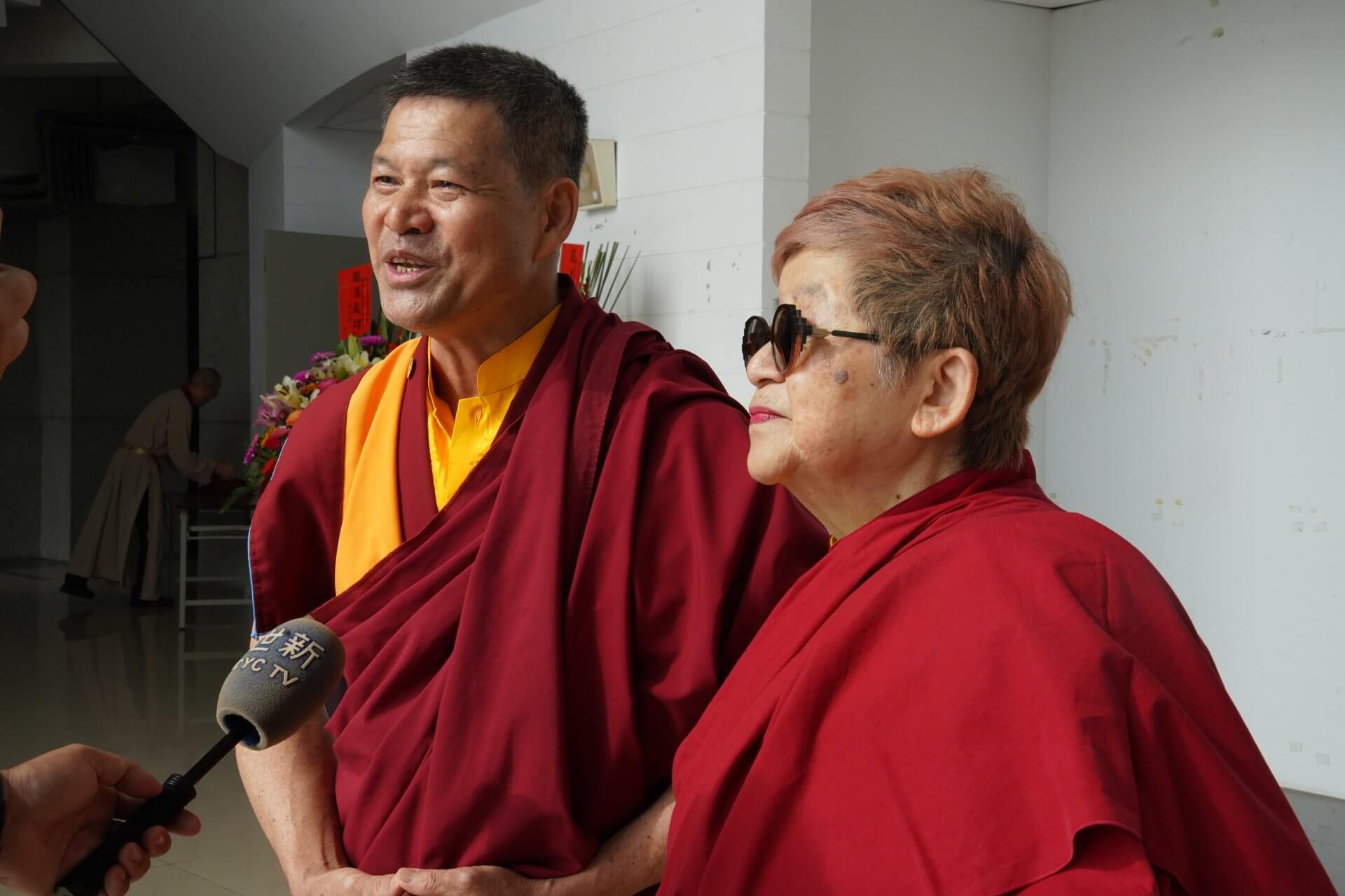 世界佛教正心會於嘉義大學舉辦法會，本會執行長及嘉義會長接受電視台採訪